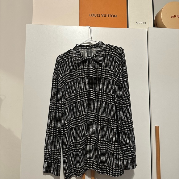 COPY - Norma Kamali Oversized Boyfriend NK Shirt in Large Glenn Plaid Tweed - Picture 5 of 9